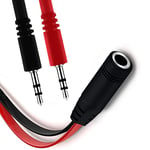 3.5Mm Female To Dual Male Headphone Mic Y Splitter Aux Cable GFL