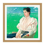 Artery8 Anselmo Guinea Portrait Of A Lady Painting Square Wooden Framed Wall Art Print Picture 16X16 Inch