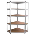 Etagère d’Angle Rayonnage de Garage Galwix de 90cm x 30cm x 180cm, Unité de Stockage à 5 Tablettes en MDF & Structure en Acier