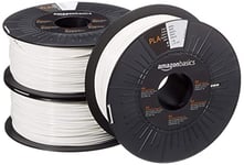 Amazon Basics Filament PLA pour imprimante 3D, 1.75 mm, Blanc, Bobine, 1 kg, 3 pièces