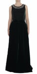 DOLCE & GABBANA Dress Green Velvet Crystal Long Maxi IT38 / US4 / XS