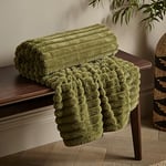 Catherine Lansfield Throw, Polyester, Olive Green, 130x170cm