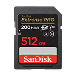 SanDisk 512GB Extreme PRO SDXC card, SD Card, V30 Memory Card, 4K UHD, up to 200 MB/s, SanDisk QuickFlow Technology, RescuePro Deluxe Data Recovery Software, UHS-I, Class 10, U3, V30