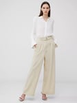 French Connection Everly High Waist Wide Leg Trousers, Oyster Grey