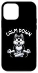 Coque pour iPhone 12 mini Chien Husky Calm Down Yoga Méditation