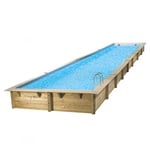 Piscine bois Linéa 15,50 x 3,50 x 1,55 m - Liner bleu - Ubbink