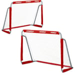 Relaxdays But de football, lot de 2, enfants et adultes, HLP : 110 x 150 x 75 cm, métal, cage stable pour foot, rouge