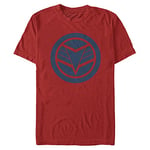 Marvel The Falcon and The Winter Soldier-Blue Shield Organic Short Sleeve T-Shirt, Red, XL