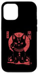 Coque pour iPhone 12/12 Pro Chat Maneki-Neko en colère porte-bonheur avec art japonais Kanji