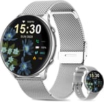 Montre Connectée Femme Ronde Avec Tension Artérielle/Sommeil Moniteur/Cycle Menstruel/Fréquence Cardiaque/Podometre, 1,39"" Smartwatch Avec Appel Bluetooth Pour Ios Android (Argenté[Wat081206]