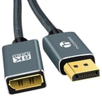 Câble Extension Displayport 1.4 1M, Câble Mâle Vers Femelle Displayport 1.4 Vers Displayport, Câble D'Extension 8K Dp Vers Dp 8K@60Hz, 4K@120Hz Pour Gaming Monitor, Graphics, Pc