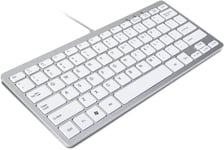 Clavier Mini Filaire USB Clavier Mince Argent & Blanc - Plug and Play - Compact et Durable - Convient pour PC,Ordinateur,Apple Mac,Ordinateur Portable,Windows,etc.(Q409)