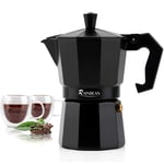 RAINBEAN Moka Pot 6 Cups/300ml, Stovetop Espresso Maker, Aluminium Steam Coffee Percolator Brewing Pot - Includes 2 Ceramic Cups - for Coffee Lovers Birthday Christmas Gifts