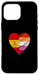 Coque pour iPhone 16 Pro Max Drapeau LGBTQ Espagne Lesbienne Pride Cœur Amour LGBTQIA