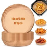 OTraki Papier Cuisson Air Fryer 120 Pièces 16 cm Rond Papier Sulfurisé Jetable Antiadhésive Sans Huile Prédécoupé Forme de Bol Papier Parchemin pour 3-4.5L Friteuses à Air Four Micro-Onde