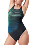 Speedo Medalist Endurance+ Max Digital Print Swimsuit, Black/Teal/Green