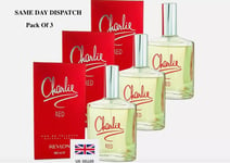 3x Revlon Charlie Red Eau De Toilette 100ml Women's Fragrance Same Day Dispatch