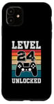 Coque pour iPhone 11 Niveau 24 Débloqué 24 Ans Gamers 24e Anniversaire Jeu