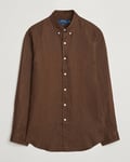 Polo Ralph Lauren Slim Fit Linen Button Down Shirt Chocolate Mousse