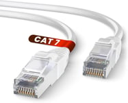 Câble Ethernet Cat 7 5m, 100% Cuivre Haute Vitesse cable ethernetCâble Réseau LAN Rond Intérieur avec Connecteurs RJ45 | 28AWG, SFTP Blindé internet reseau cable (5 Mètres, Blanc).[G2870]