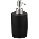 Porte-savon liquide, 180 ml, rechargeable, salle de bain, distributeur shampoing, pompe en inox, noir - Relaxdays