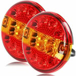 Euritecsa - 2Pcs 12/24v led Feu Arrière de Remorque de Lumière Rond Éclairage Hambourg pour Camion Caravane (rouge & ambre, rond)