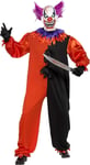 Smiffys Adult mens Cirque Sinister Scary Bo Bo the Clown Costume, Jumpsuit and M