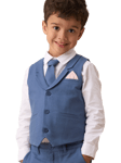 Angel & Rocket Kids' 3-Piece Waistcoat, Shirt & Tie Set, Blue