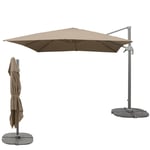 Parasol déporté carré en toile 300 x 300 cm taupe