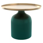 Rendez-vous Déco - Table d'appoint ronde en métal vert et laiton D49 cm - lyne