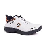 SG Pro Kick Spinner Cricket Shoes | White, Navy & Orange | Size: EU 38, UK 4, US 5 | Material: Mesh | for Boys and Men | Classic and Comfortable | Toe and Heel Protection | Supersoft and Flexibility