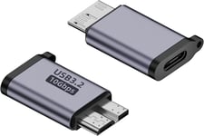 2 Pcs Prise USB C vers Micro B, Adaptateur USB C vers USB 10gbps, Convertisseur De Données pour Disque Dur Externe Ssd, Appareil Photo, Téléphone, Compatible avec Une Large Gamme D'appareils