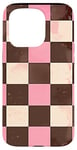 Coque pour iPhone 15 Pro Rose Pop Art Carreaux Marron Design Classique