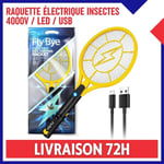 Raquette Électrique Tapette Tue Mouches Rechargeable USB Moustique Insecte Guêpe