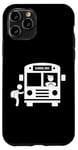 Coque pour iPhone 11 Pro Emblème de bus scolaire avec logo conducteur jaune