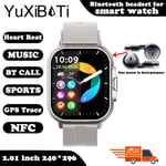 2024 Smart Watch 2 In 1 Kuulokkeilla Älykello Bluetooth Call Miesten Kello Gps Track Sykemittari Toista Musiikkia Smartwatch_Silver_Headphone Watch