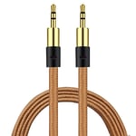 AUX Kabel 3.5mm  | Guld pläterad | slittålig kabel BRUN brun