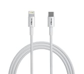 Câble compatible USB Type-C vers Apple lightning blanc 1 metre