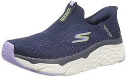 Skechers Women's Slip-ins Max Cushioning - Smooth Sneaker, Navy Textile Lavender Trim, 5 UK