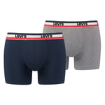 Lot de 2 boxers Levi's en coton stretch gris chiné et bleu marine