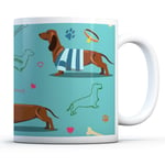 Cute Blue Dachshund - Drinks Mug Cup Kitchen Birthday Office Fun Gift #14806