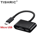 TISHRIC USB TF Lecteur de carte SD Micro USB/Type C Adaptateur USB-C Adaptateur de carte mémoire pour Macbook Samsung Huawei XiaoMi Téléphone Ordinateur Portable - Type Black Micro USB