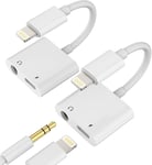 Adaptateur Iphone Jack Certifié Apple Mfi(Lot De 2)2En1 Cable Lightning Chargeur 3.5 Mm Prise Vers Ecouteur Accessoire Pour 14 13 12 Pro Max 7 8 Plus X Ipad Air Aux Casque Voiture [CAS312920]