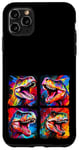 Coque pour iPhone 11 Pro Max Dinosaure T Rex Pop Art Dessin Coloré Peinture