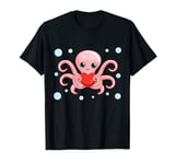 Octopus With Heart Balloons Valentines Day Octopus T-Shirt