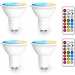 Choyclit - Ampoule Led GU10 rgb Spot Culot led Changementde Couleur, Ampoules Led rgbw Dimmable Blanc chaud (2700K) Spots led - Télécommande