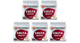 Tassimo Costa Americano Coffee Pods x16 (Pack of 5, Total 80 Drinks) 720 gms