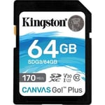 Kingston 64GB SDXC Canvas Go Plus 170R Flash Memory Card