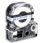 24mm Label Tape Compatible Epson ST24KW SS24KW SC24KZ SD24BW ST24BW Label Maker pour King Jim EPSON LW-700 LW-900P 1000P Imprimante - Type blue on clear