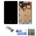 VITRE TACTILE +ECRAN LCD SUR CHASSIS POUR NOKIA LUMIA 800 NOIR+OUTILS+COLLE